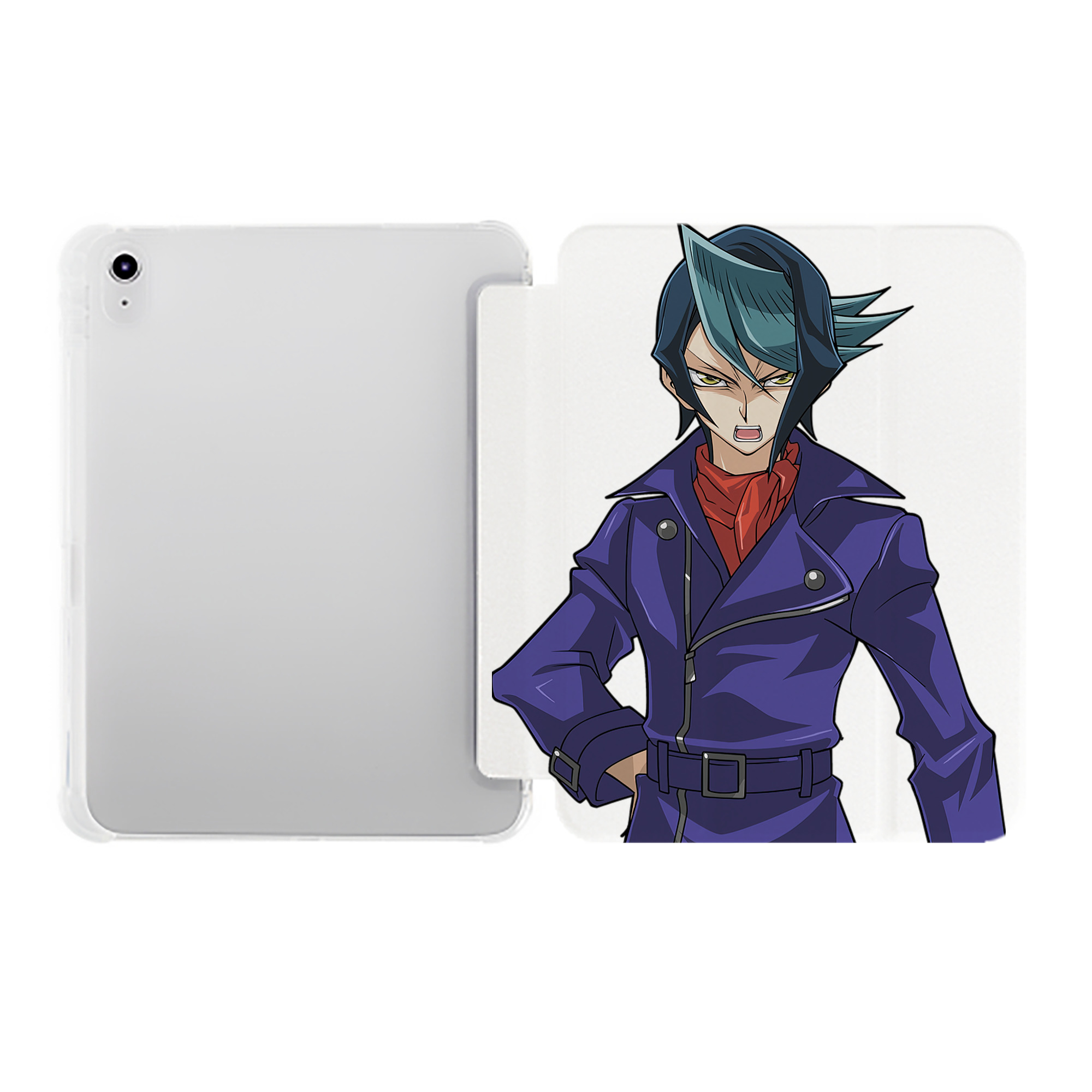 （画像用） 遊☆戯☆王 Yu-Gi-Oh! IPad ケース ペン収納付き 三つ折りスタンド PUレザー×シリコン 対応機種9.5/10.5/10.9インチ
